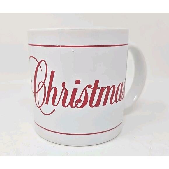 VTG 80’s CCCC England Merry Christmas 10 Oz Mug White Red EUC U307 - Picture 3 of 7